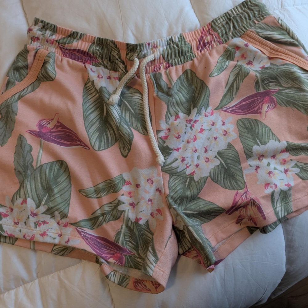 Floral Print Shorts with Drawstring